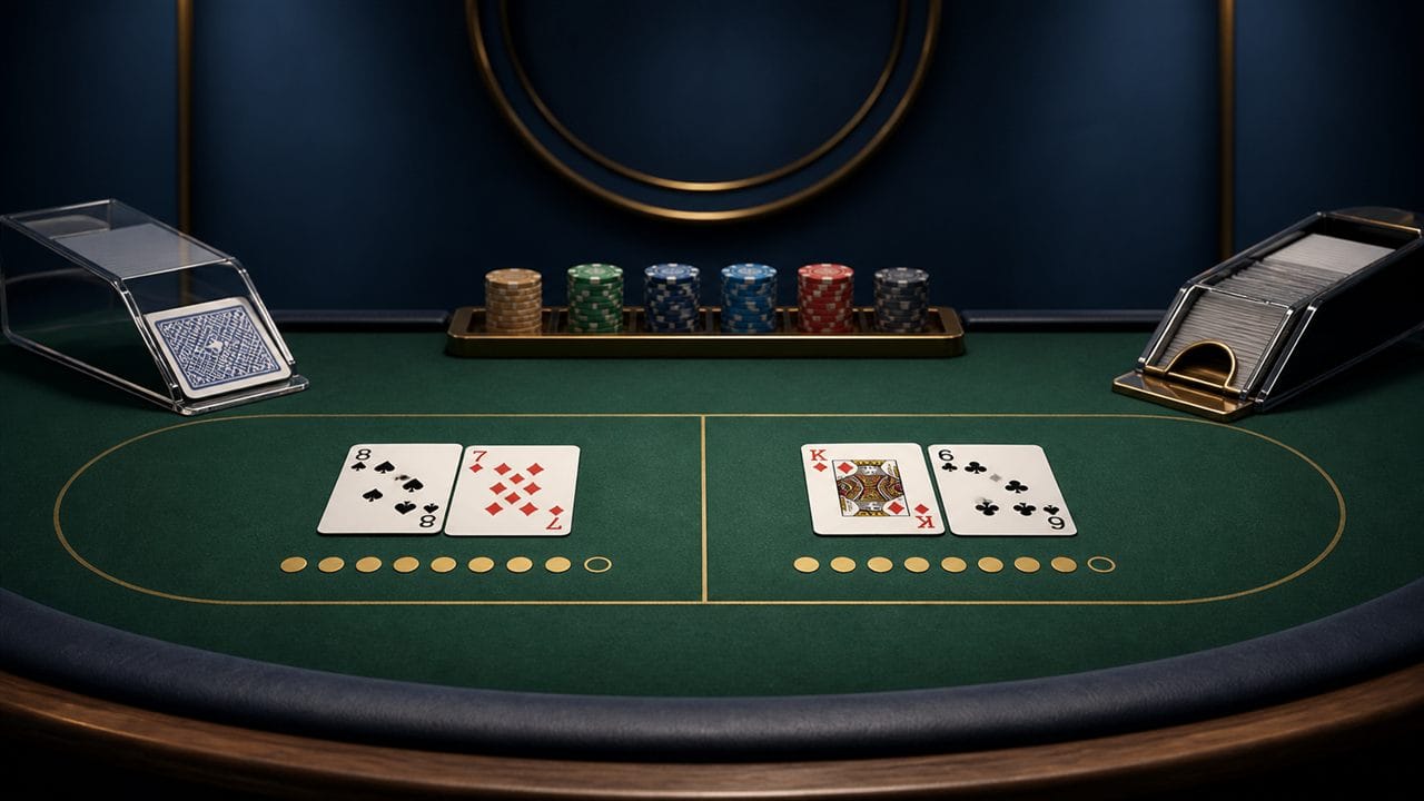 baccarat là gì: Bàn baccarat minh họa cách tính điểm Player và Banker