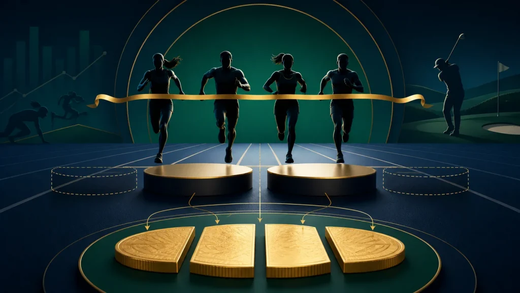 Dead Heat Là Gì? Công Thức Giảm Tiền Khi Nhiều Vận Động Viên Đồng Hạng 1 dead heat là gì: Minh họa dead heat khi nhiều vận động viên đồng hạng chia vị trí trả thưởng
