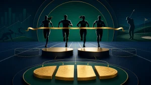 dead heat là gì: Minh họa dead heat khi nhiều vận động viên đồng hạng chia vị trí trả thưởng