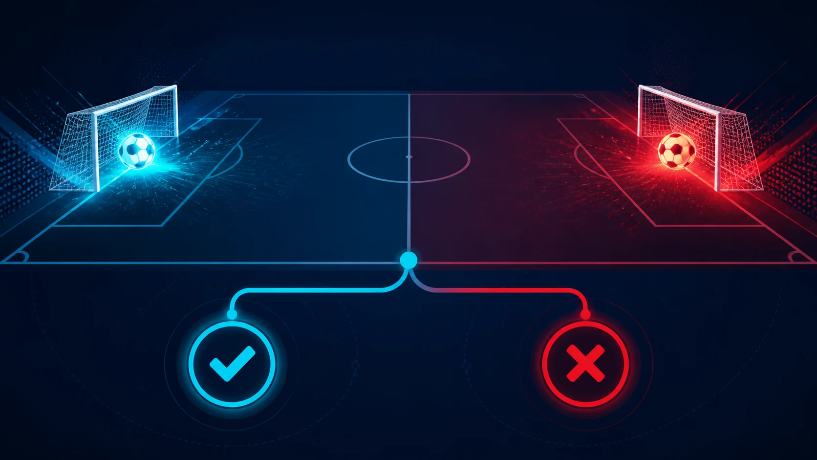 Kèo Hai Đội Cùng Ghi Bàn Là Gì? Cách Đọc BTTS Yes/No 2 kèo hai đội cùng ghi bàn là gì: Minh họa hai đội cùng ghi bàn với bóng trong hai khung thành