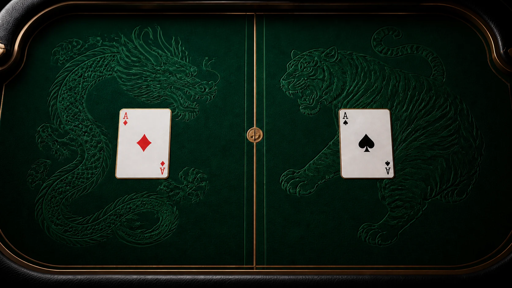 Rồng Hổ là gì: Hai lá bài trên bàn Rồng Hổ minh họa cửa Dragon và Tiger