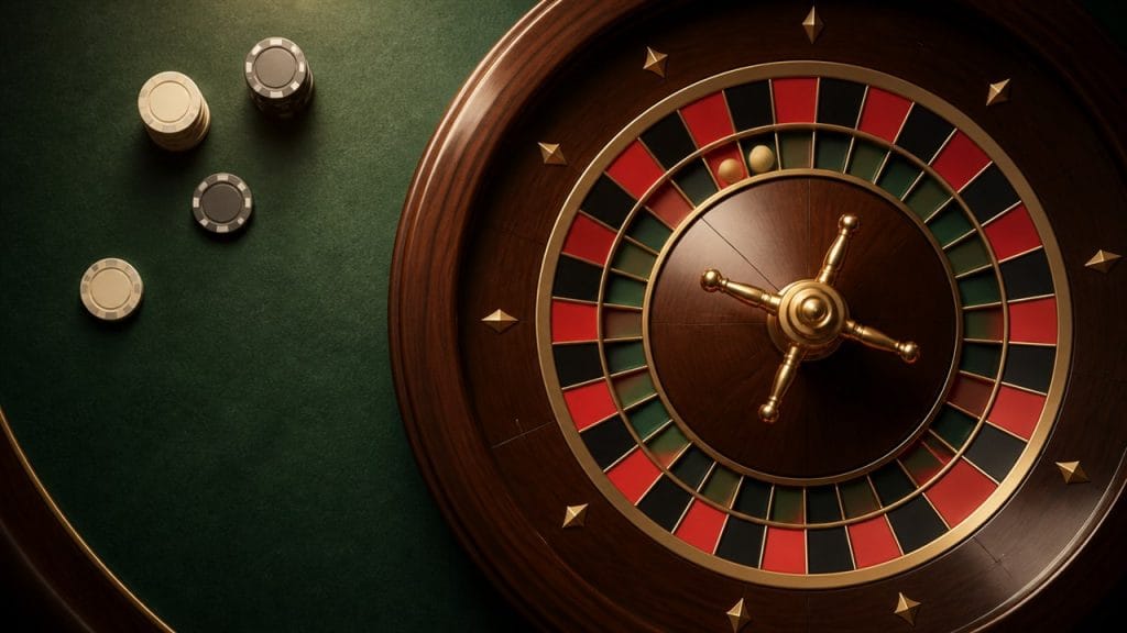 Roulette Là Gì? Luật Chơi, Cửa Cược Và Xác Suất Cơ Bản 1 roulette là gì: Bánh xe Roulette và các chip trên bàn xanh