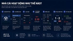 sportsbook là gì: Sơ đồ sportsbook từ event, market và odds đến settlement