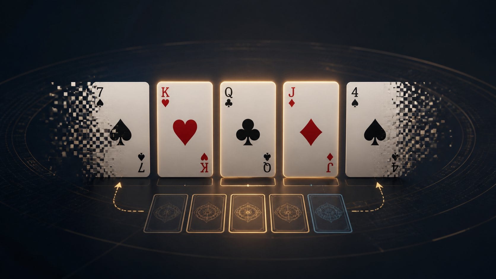 video poker là gì: Năm lá bài minh họa cơ chế hold và draw của video poker