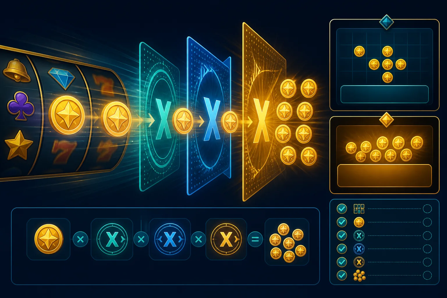 multiplier trong slot là gì: Minh họa cách áp dụng multiplier cho kết quả slot