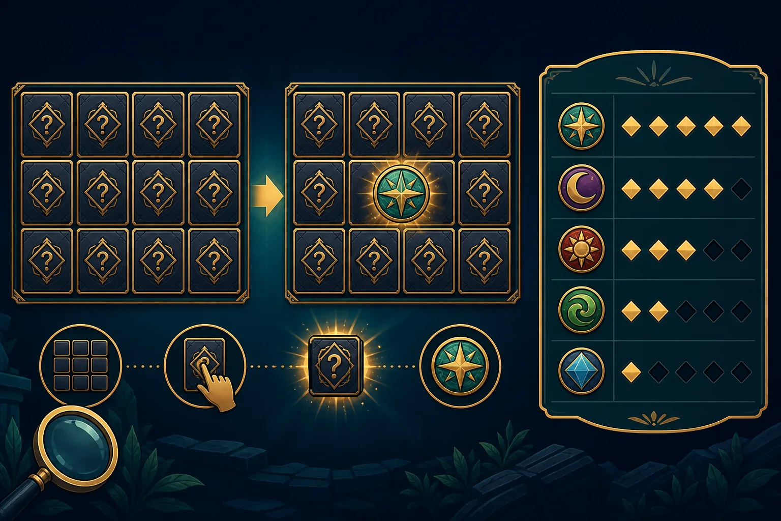 Mystery Symbol Là Gì? Cách Biểu Tượng Bí Ẩn Biến Đổi Trong Slot 2 Mystery Symbol là gì: Minh họa Mystery Symbol trước và sau khi reveal