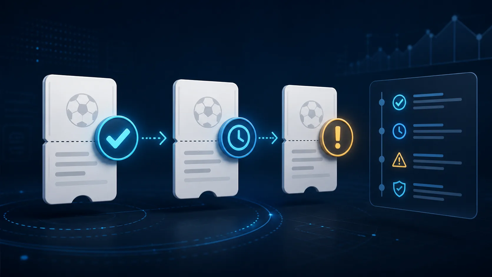Minh họa các trạng thái phiếu cược online từ xác nhận đến chờ xử lý và cảnh báo